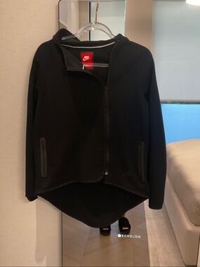 Nike Black Hooded Asymmetric Zip Jacket